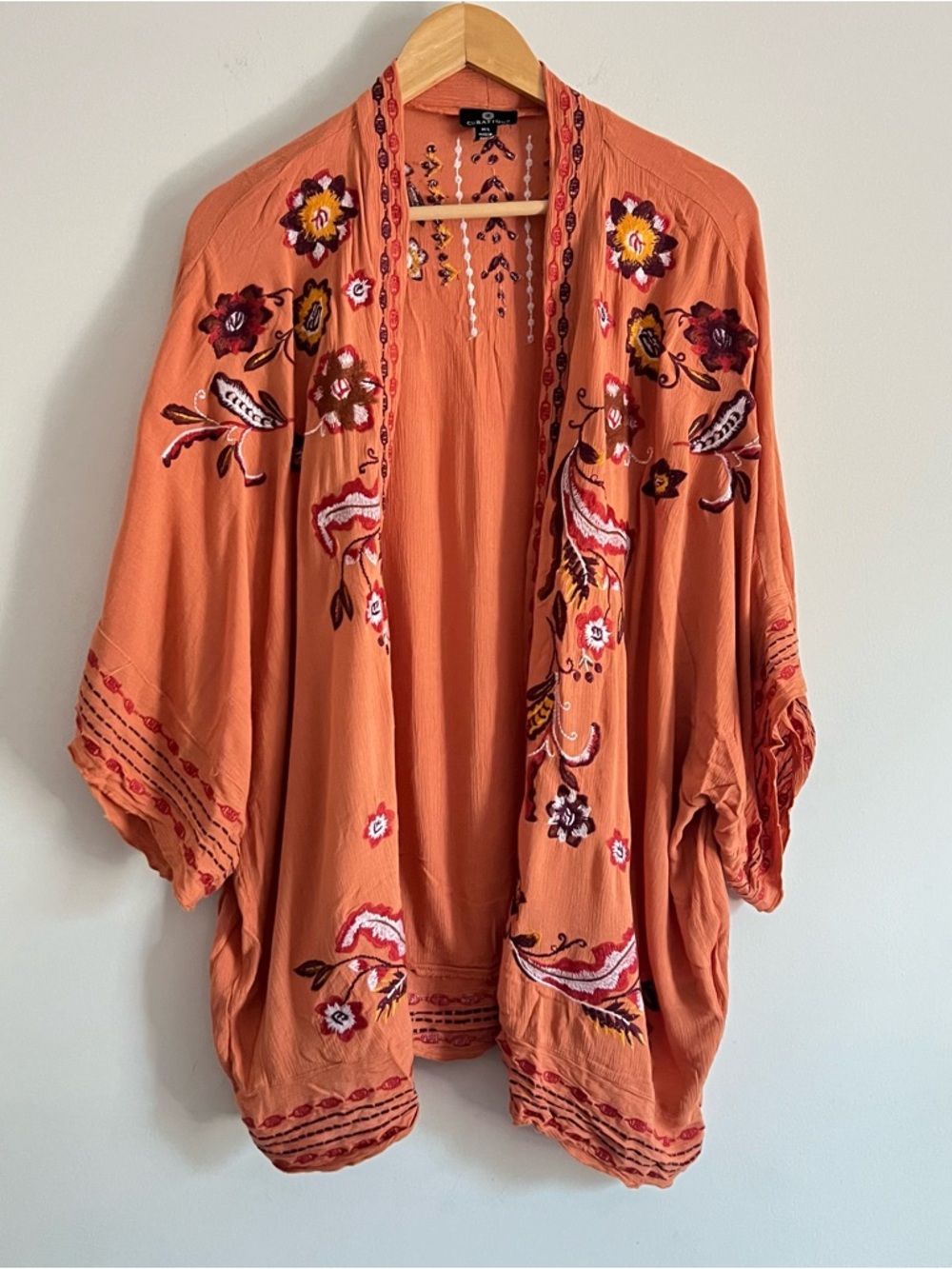 Curations Duster Kimono Boho Hippie Embroidered Womens Size Medium/Large